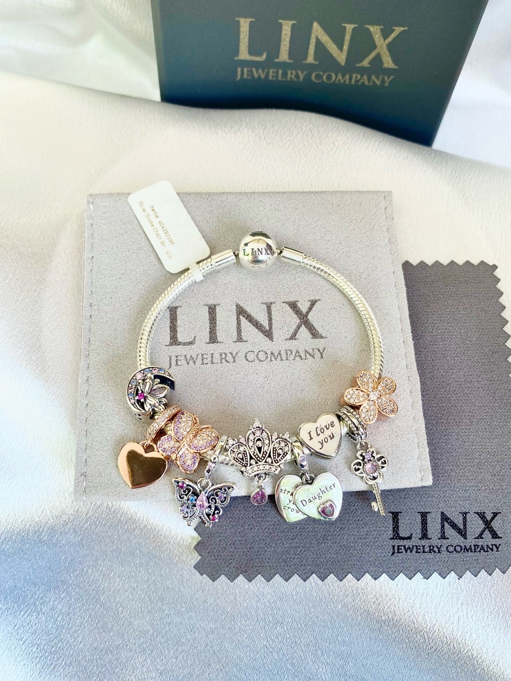 Linx Snake Chain Bracelet with Daughter Themed Charms